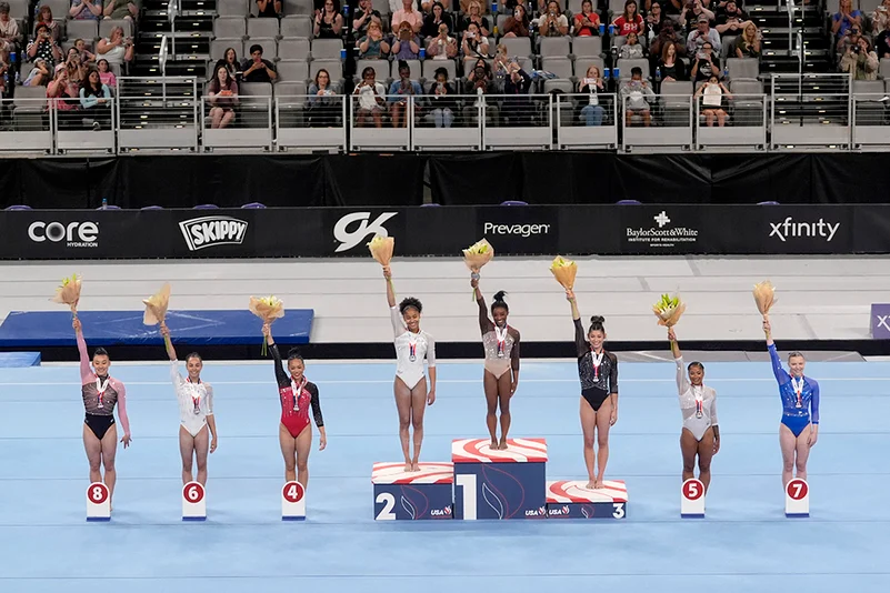 Gold medalist Simone Biles with others